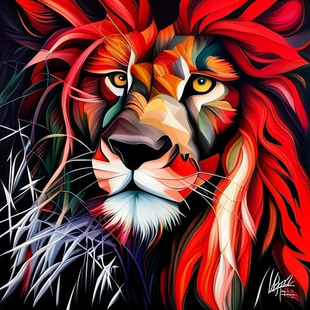 Lion painting by numbers illustrating resilience for fellow hustlers embracing growth mindset.