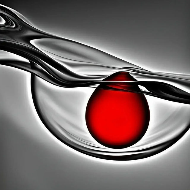 Drop of water with a red hue symbolizes clarity in a fast paced world and personal mission.