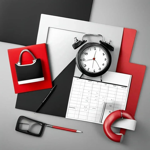 Clock, calendar, and pen symbolize finding meaning in meaningful work for positive impact.