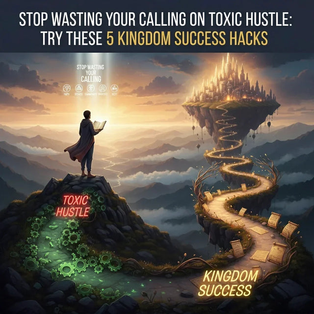 Floating castle on spiral road illustrating a practical shift from toxic hustle to success systems