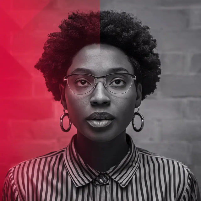 Woman with glasses in a striped shirt exemplifying effective leadership in hustle culture