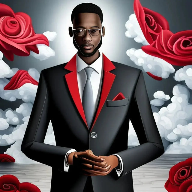 Man in suit and tie standing before roses, embodying trusting God and finding hope.