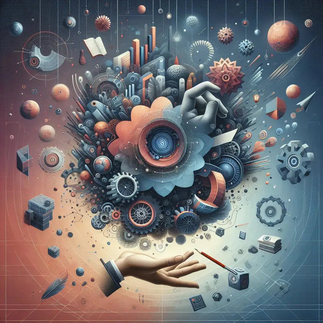 Blue and orange mechanical flower with gears and petals illustrating Avodah Dynamics’ purpose-driven success