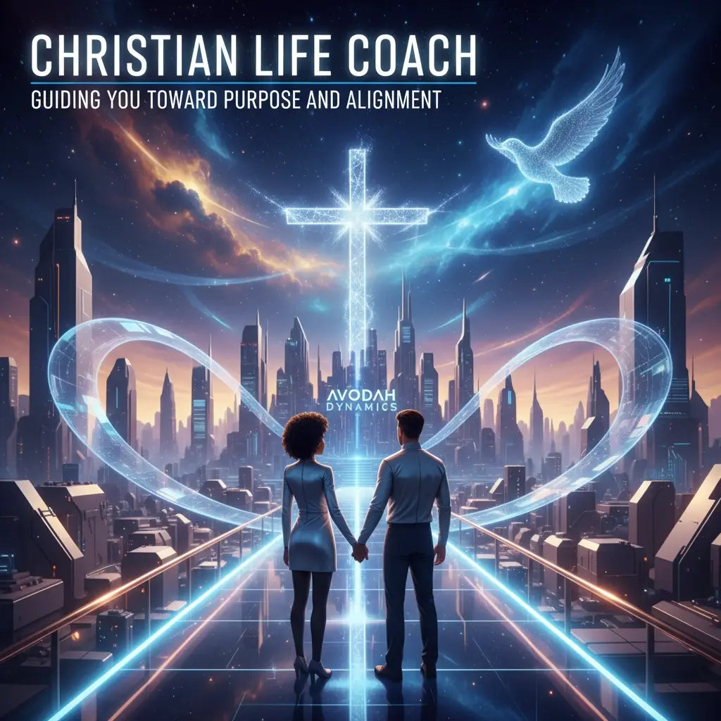 Blue heart cross pendant with dove from Avodah Dynamics christian coaching