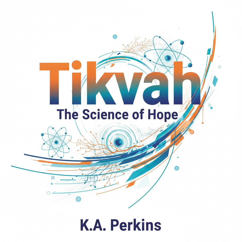 Blue and white Tikvah science book cover with atomic symbols for Christian personal growth