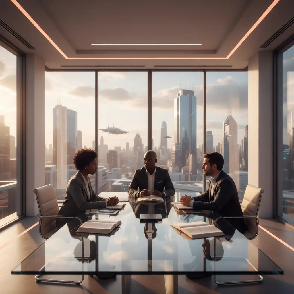 Modern glass conference table in faith-based coaching at Avodah Dynamics