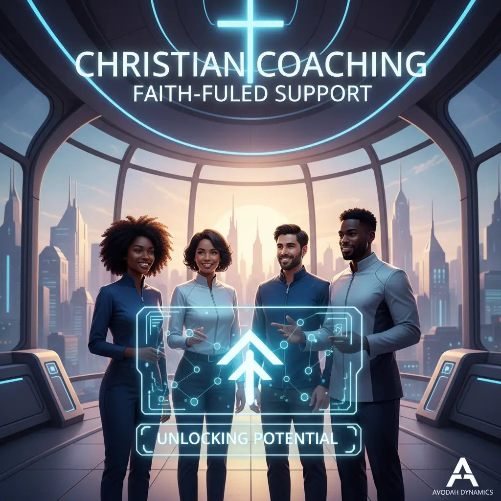 Futuristic blue space suit with glowing elements for faith-fueled success