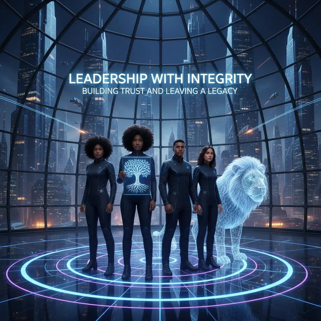 Black and silver lion statue with glowing eyes for Christian leaders leadership integrity