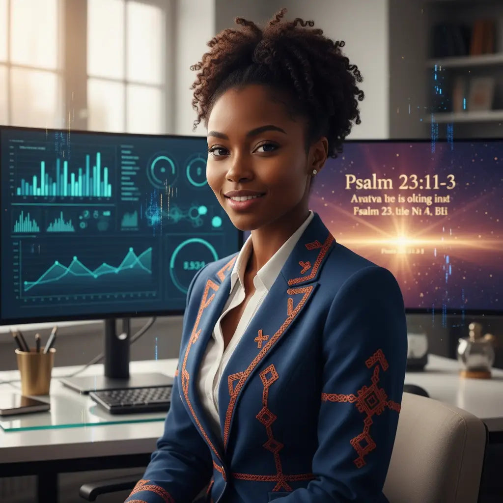 Blue and red geometric blazer for Avodah Dynamics faith-based coaching