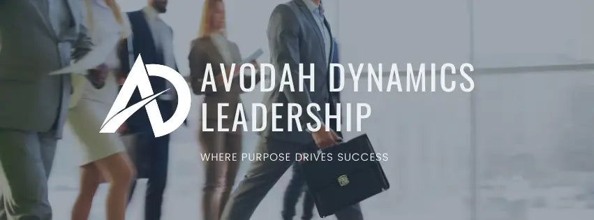 White Avodah Dynamics Leadership logo representing leadership development on a blurred background.