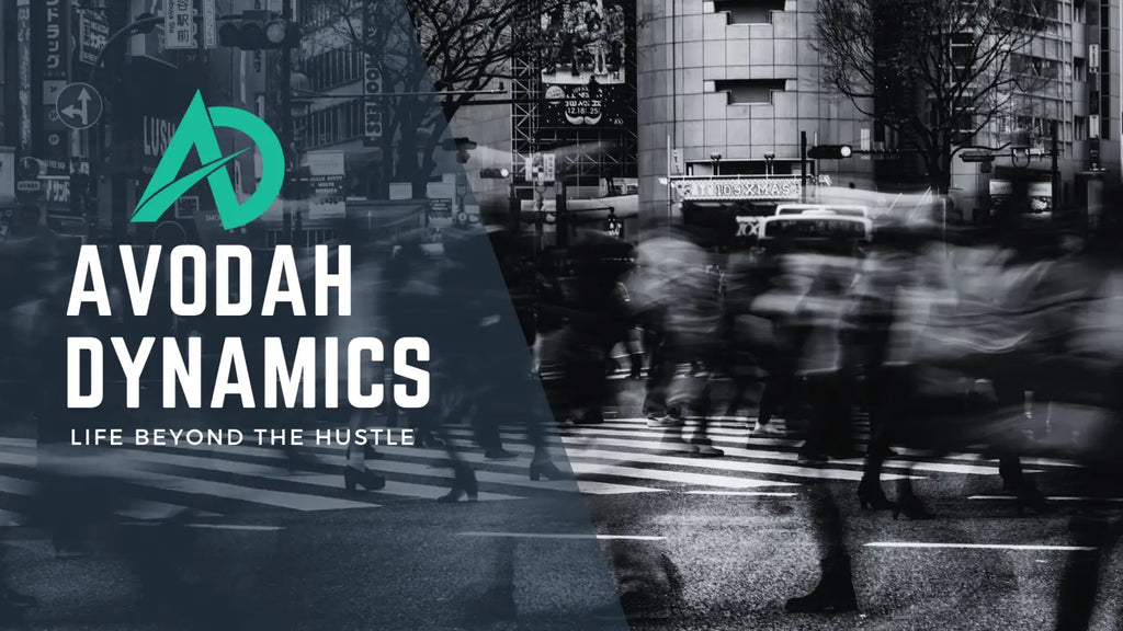 Logo design for Avodah Dynamics with a teal AD symbol, promoting extraordinary growth.