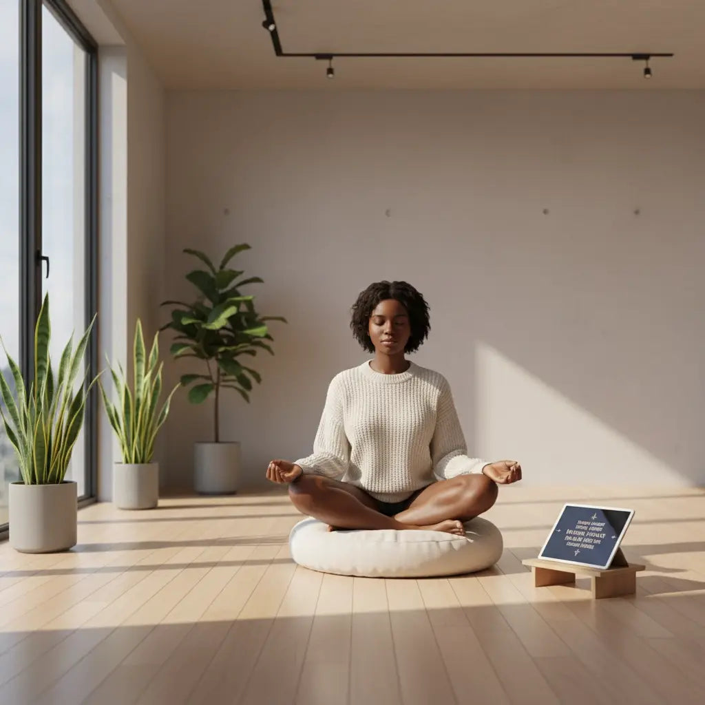 White textured circular cushion for spiritual discipline meditation