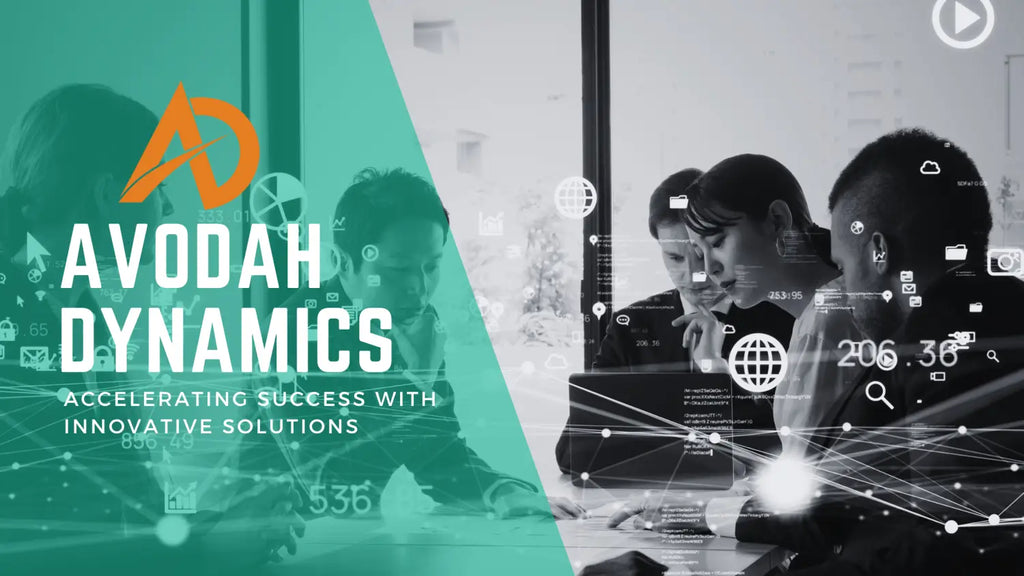 Corporate branding design for Avodah Dynamics in teal and orange, empowering excellence.