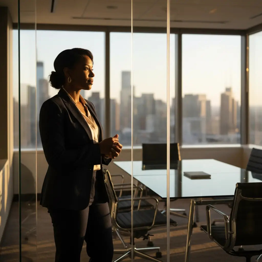 Black leather jacket with gold buttons for Christian executive leadership mastery