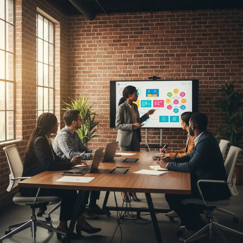 4K smart TV displaying faith-based leadership and spiritual wisdom for team members