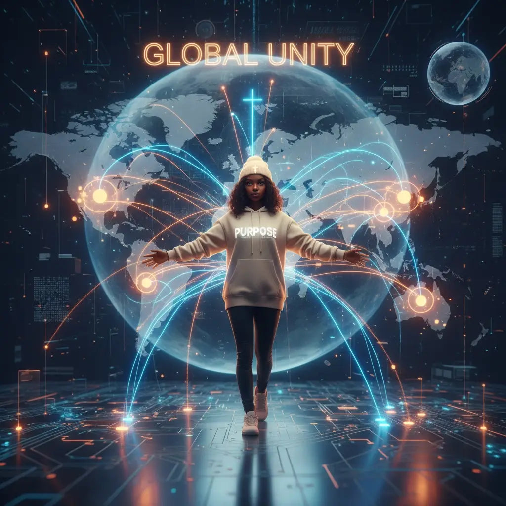 White Avodah Dynamics hoodie with Purpose logo and beanie, Christian apparel to wear faith boldly