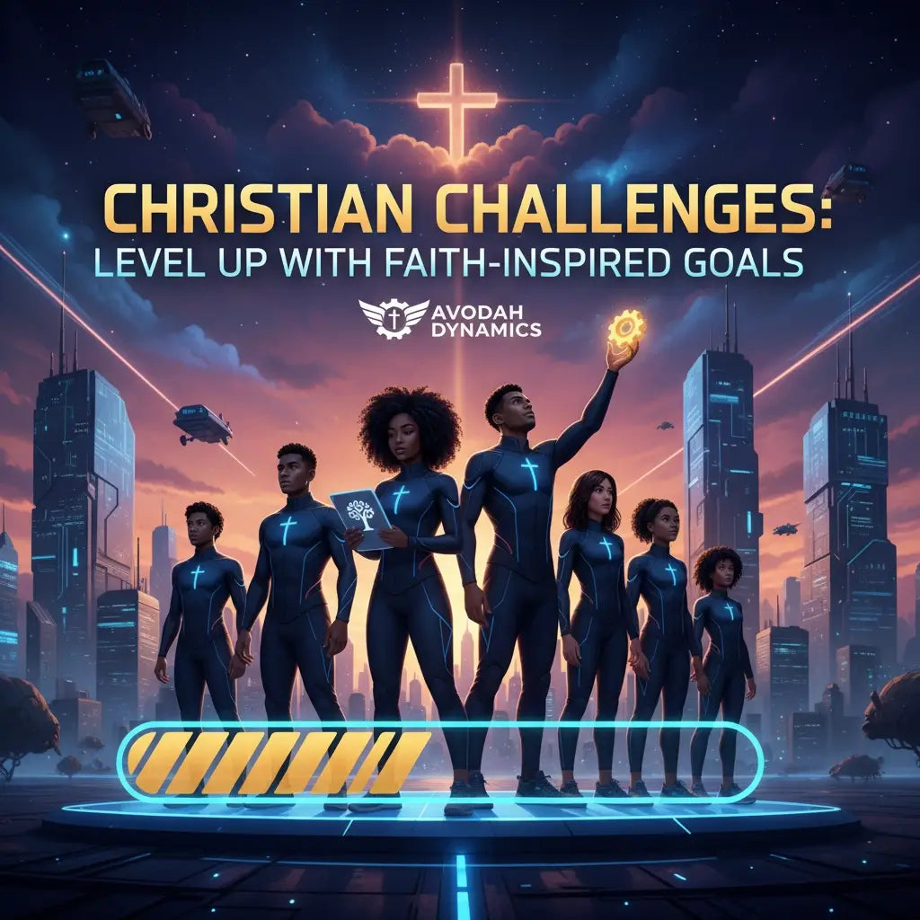 Futuristic black and blue bodysuit with glowing elements in Avodah Dynamics leadership development.