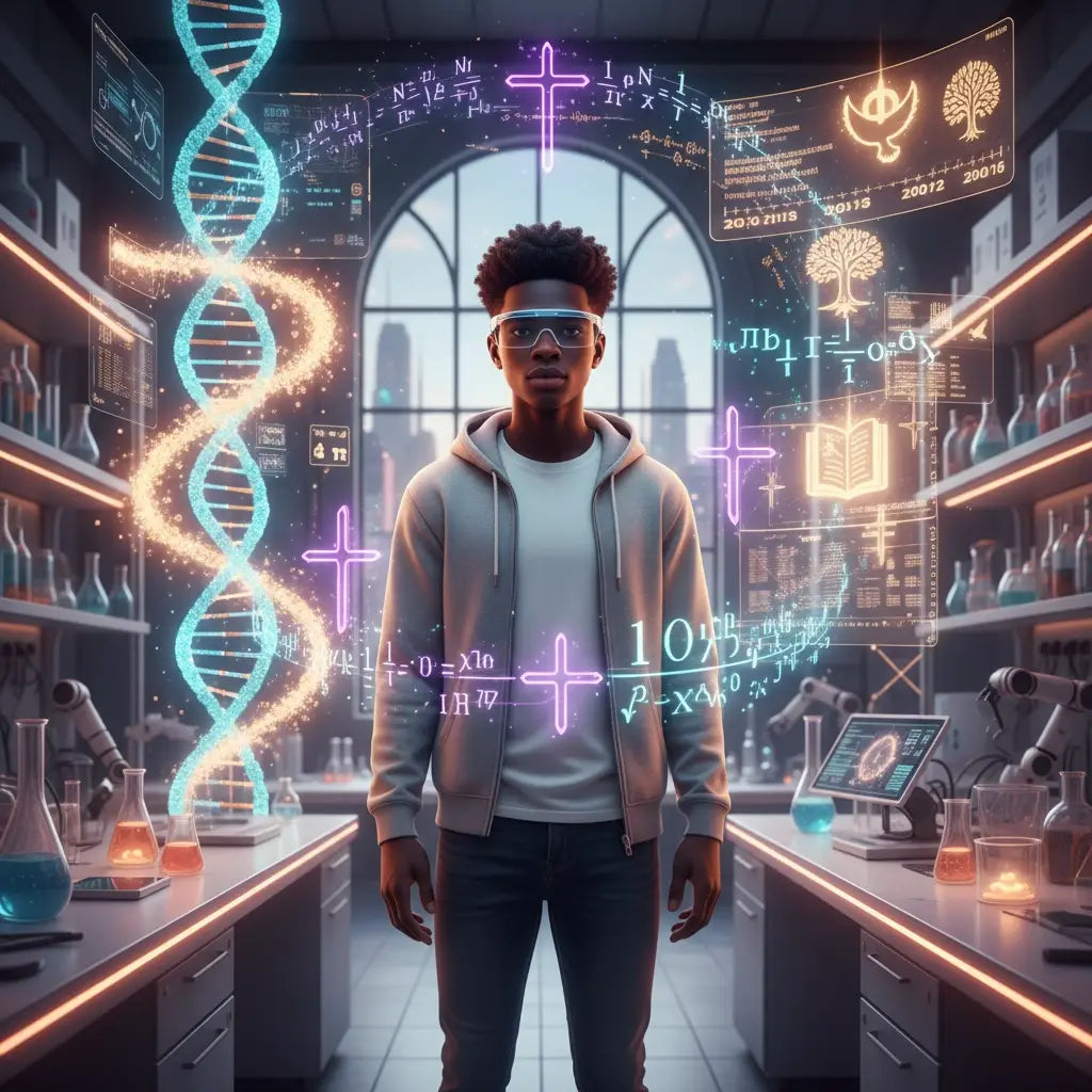 Neon DNA helix light-up necklace for transforming Christian education