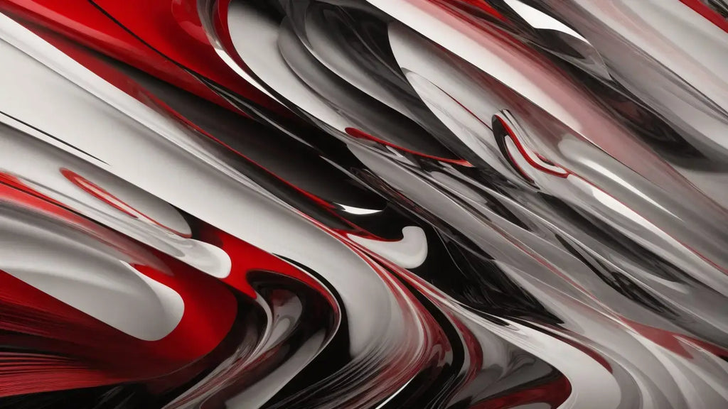 Abstract swirling pattern in red, black, and white illustrating hustle culture and balance.