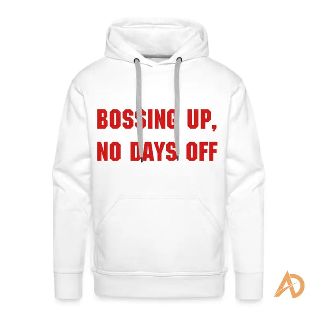 White premium hoodie with Bo Up design, from Ambition & Perseverance by Hustle Culture