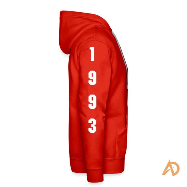 Red Ambition Statement Hoodie by Hustle Culture featuring the number 1, a premium hoodie