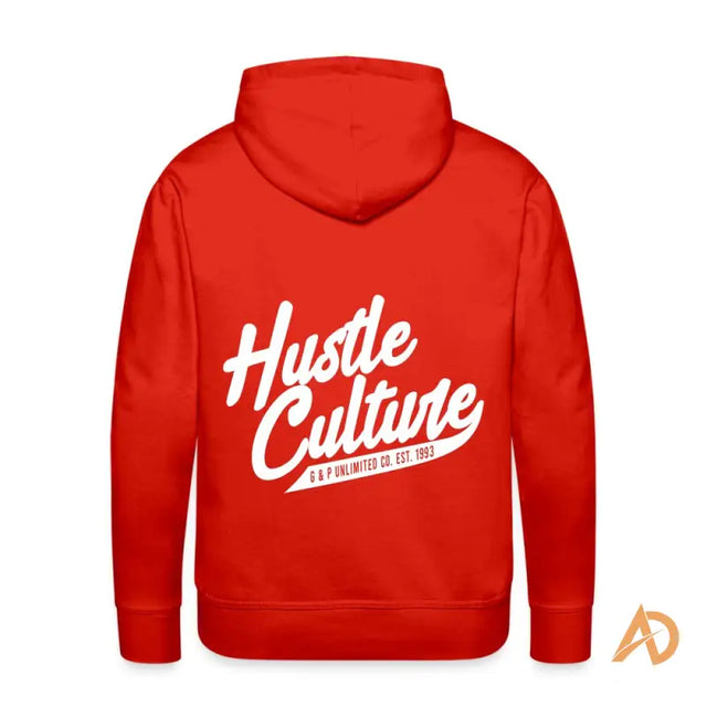 Red premium hoodie featuring Hot Culture design from Ambition Statement by Hustle Culture