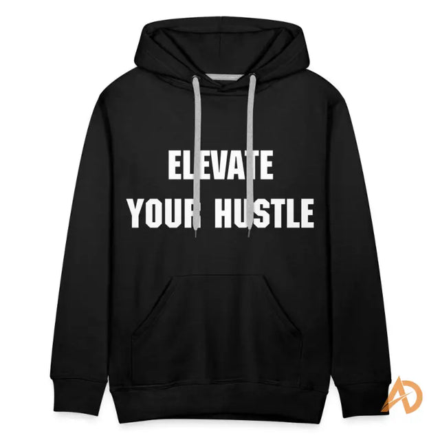 Black premium hoodie featuring the words Elve You Hu, Ambition Statement by Hustle Culture