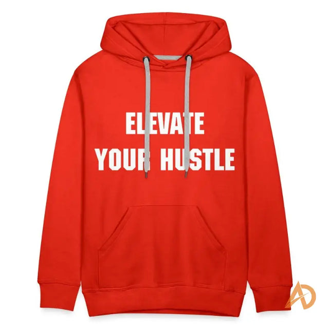 Red Ambition Statement Hoodie by Hustle Culture featuring the words Elve You Hu