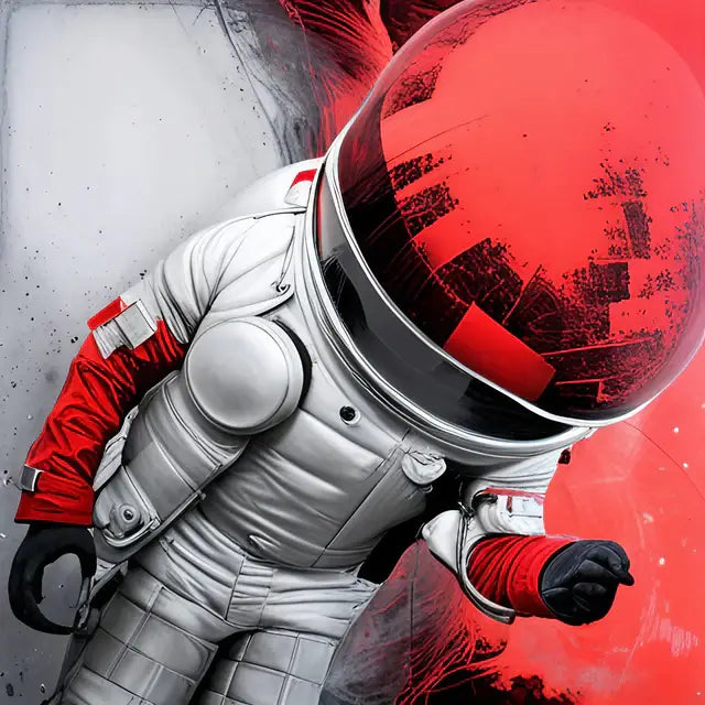 Astronaut in a spacesuit symbolizes personal vision in a dynamic balance of a changing world.