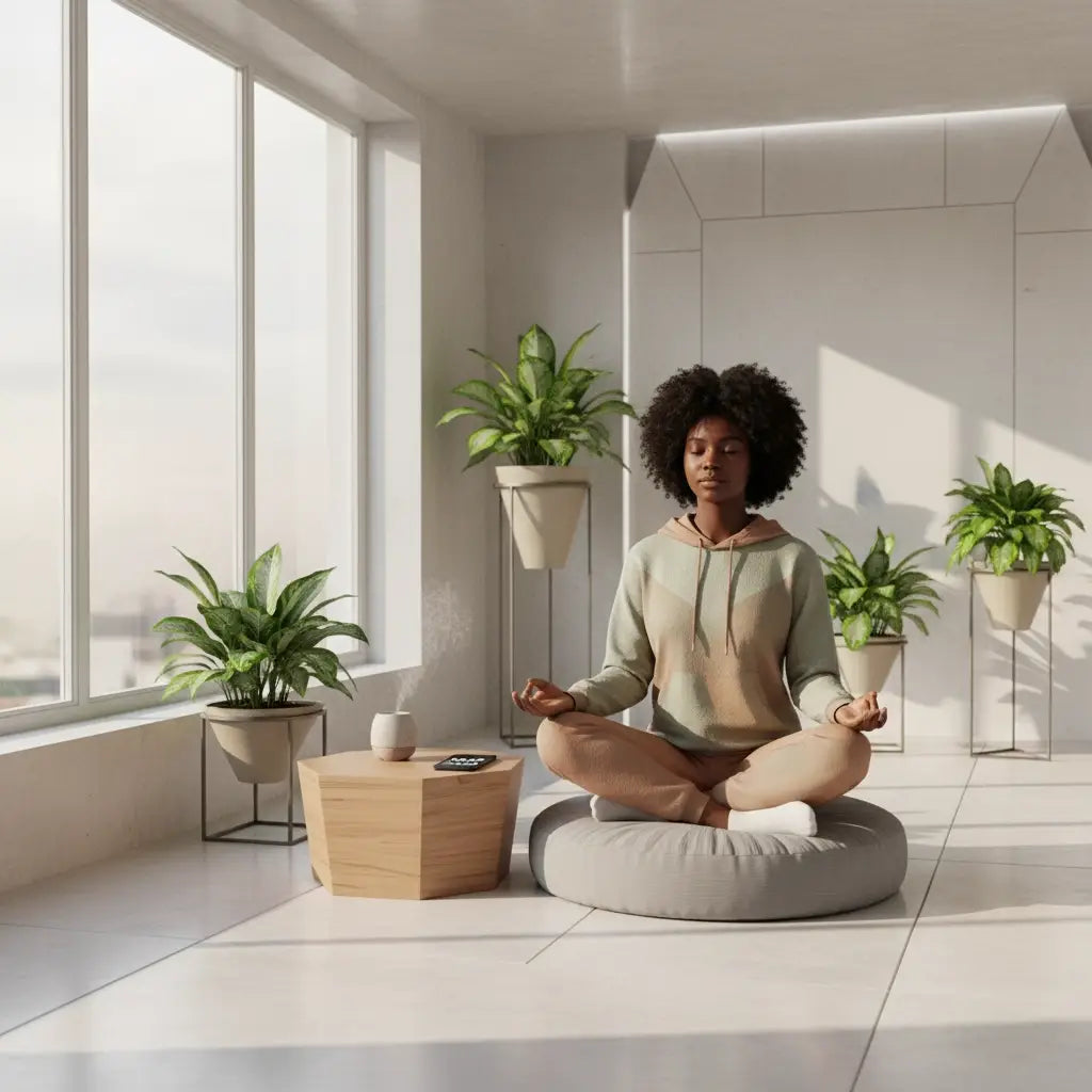 Beige cotton hoodie with green accents for spiritual discipline and growth