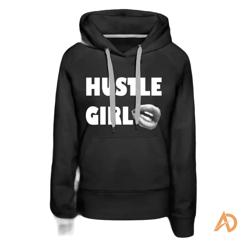 Black hustle culture boss chick hoodie with Hustle Girl text graphic