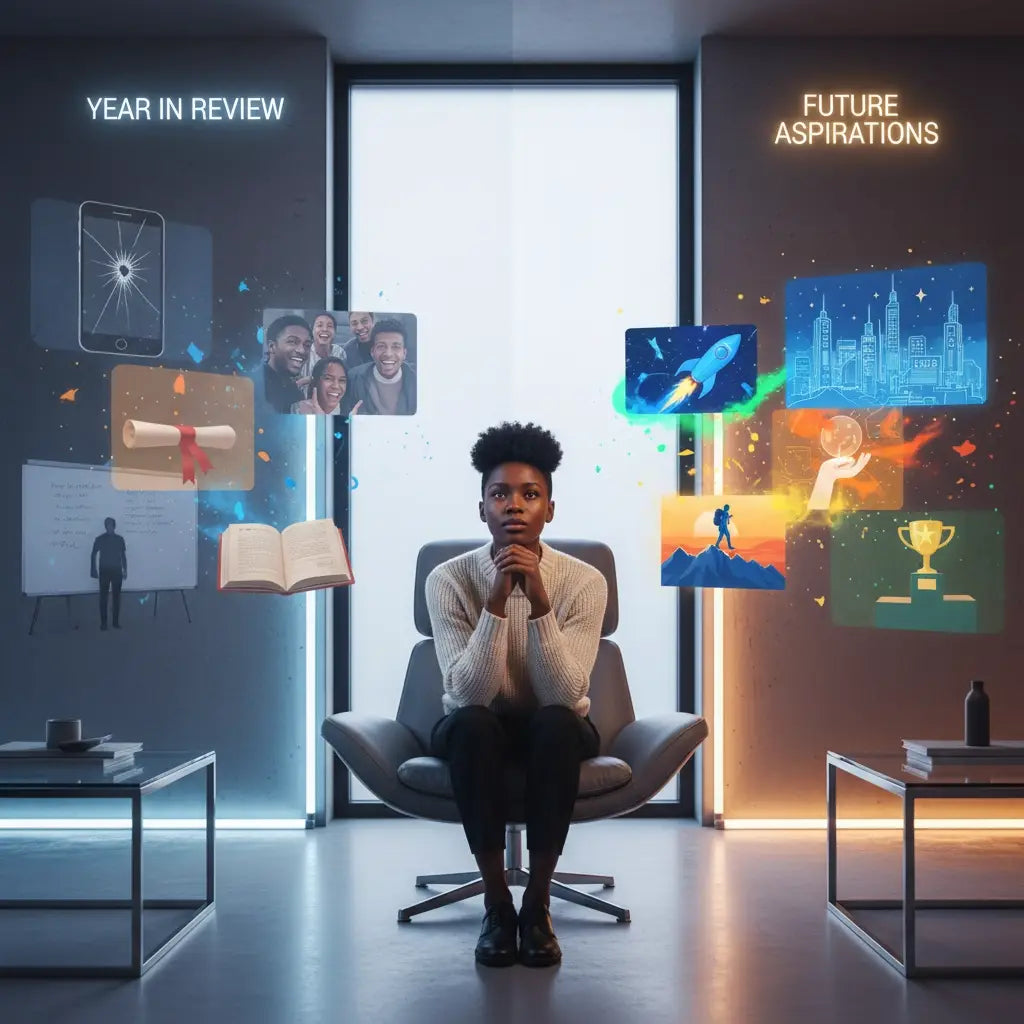 Black leather office chair for faith-based goal setting workspace