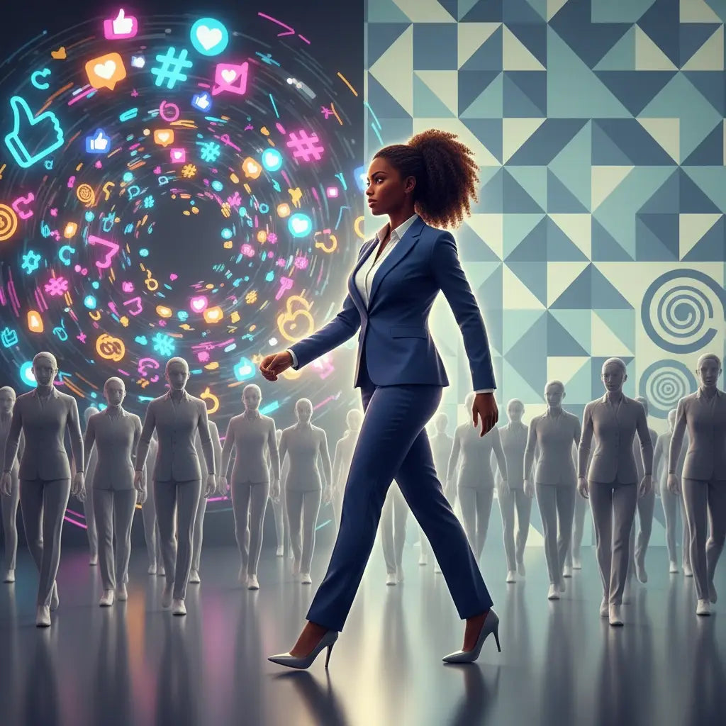 Blue business suit with high heels for faith-driven leaders in integrity recession