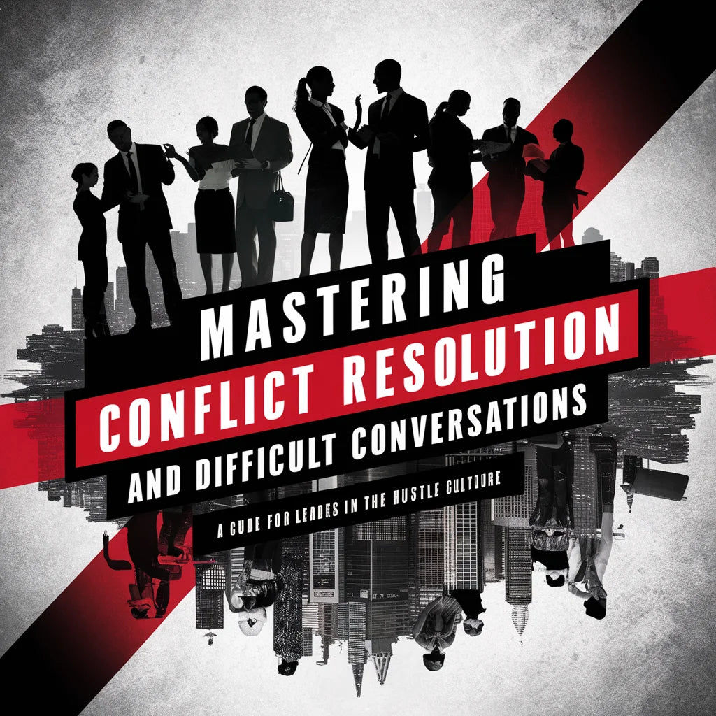 Book cover of Mastering Conflict Resolution featuring business figures in a red and black design.