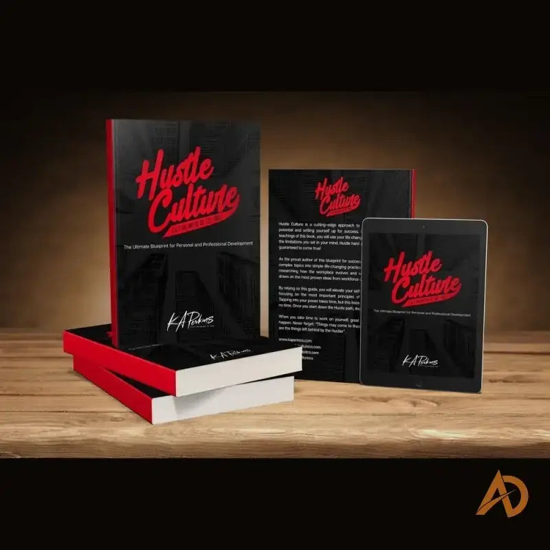 Book and digital media set for personal development and achieving goals in tough times