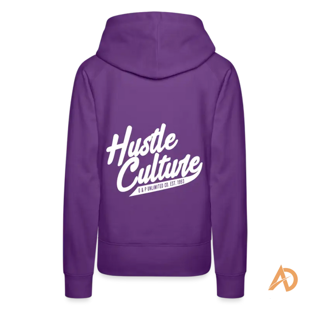 Purple Boss Chick Hoodie featuring Hustle Culture text for empowerment and style