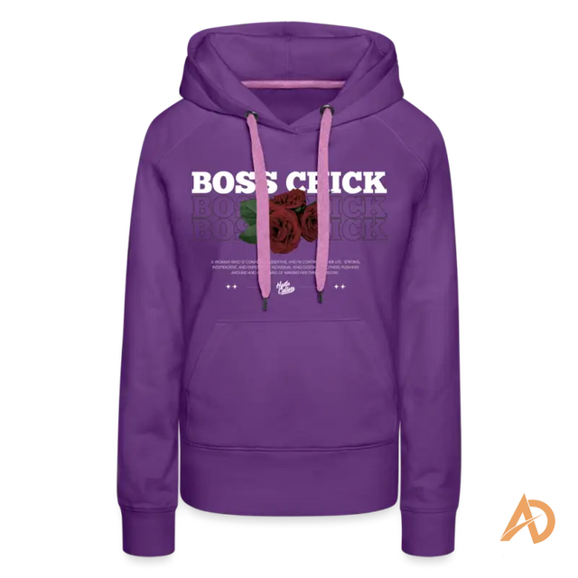 Purple Boss Chick Hoodie featuring graphic design for empowerment and hustle culture