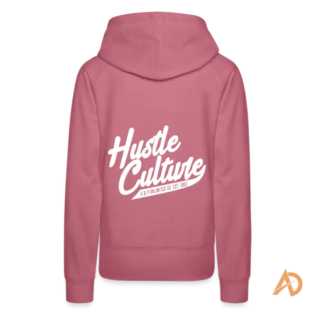 Pink Boss Chick Hoodie featuring white Hustle Culture text on the back for empowerment