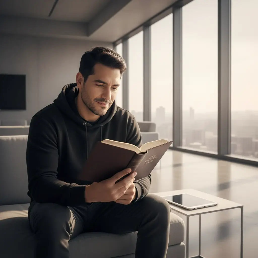 Brown leather book with gold edges embodying Hebrew concept of perseverance