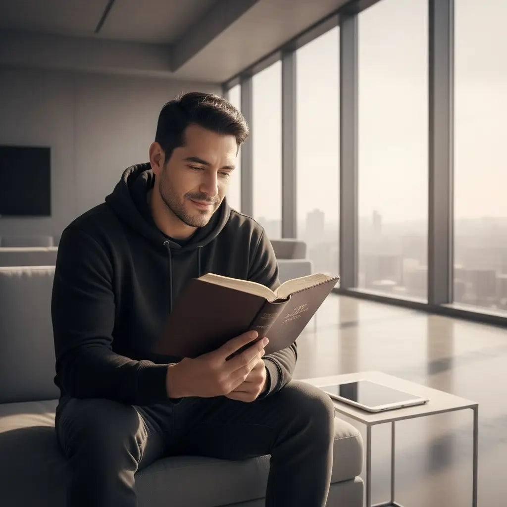 Brown leather book with gold edges, embodying Hebrew concept of spiritual endurance