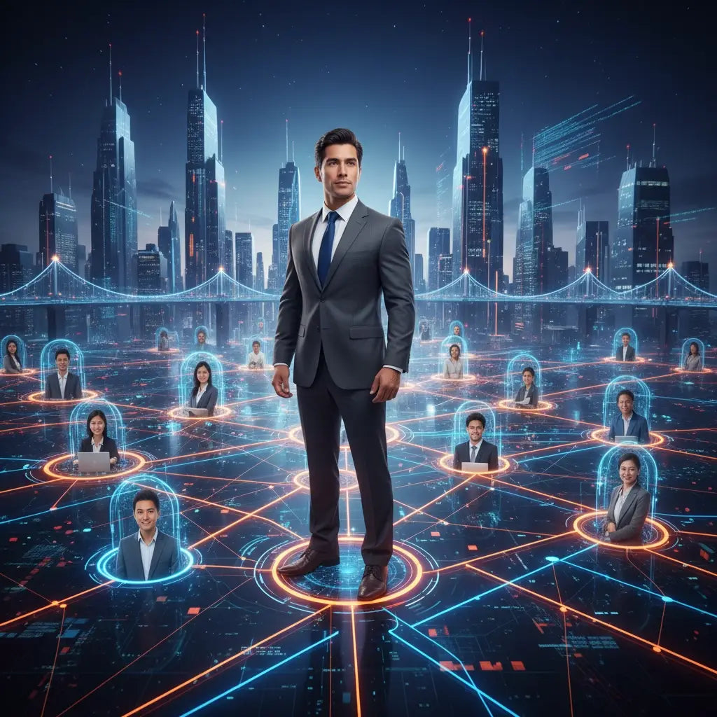 Charcoal gray tailored suit with blue tie for faith-filled professional growth