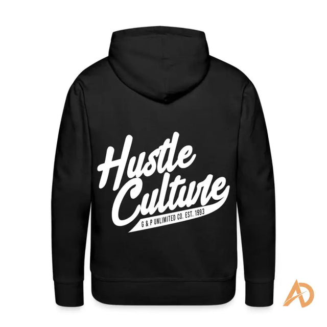 Black City Hustle Hoodie featuring white text ’Hate Culture’, embodying urban style