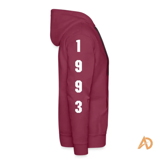 Maroon Dedication Pullover Hoodie by Hustle Culture featuring the number 1 design