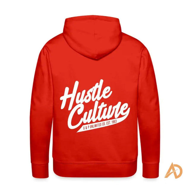 Hot Culture red Dedication Pullover Hoodie by Hustle Culture, stylish premium hoodie for all