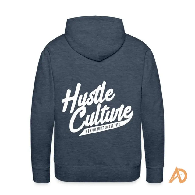 Navy Dedication Pullover Hoodie By Hustle Culture featuring prominent Hot Culture text