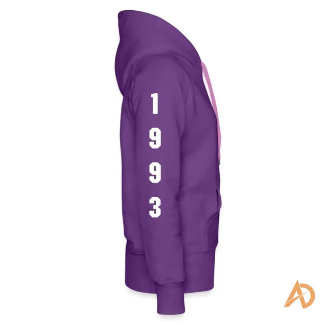 Purple Empowering Girl Hustle Culture Hoodie with the number 9 for the modern woman