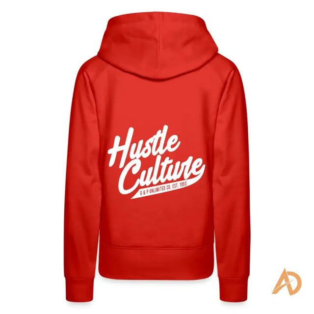 Red Empowering Girl Hustle Culture Hoodie featuring the phrase Hate Culture for the modern woman