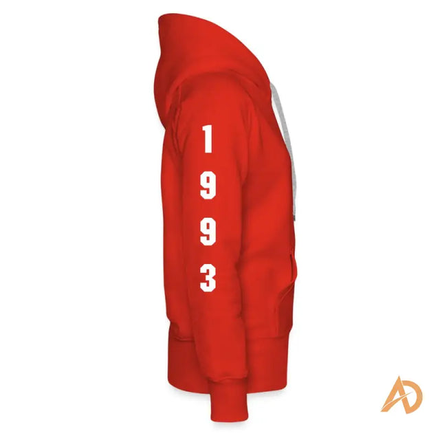 Red Empowering Girl Hustle Culture Hoodie featuring the number 9 for the modern woman