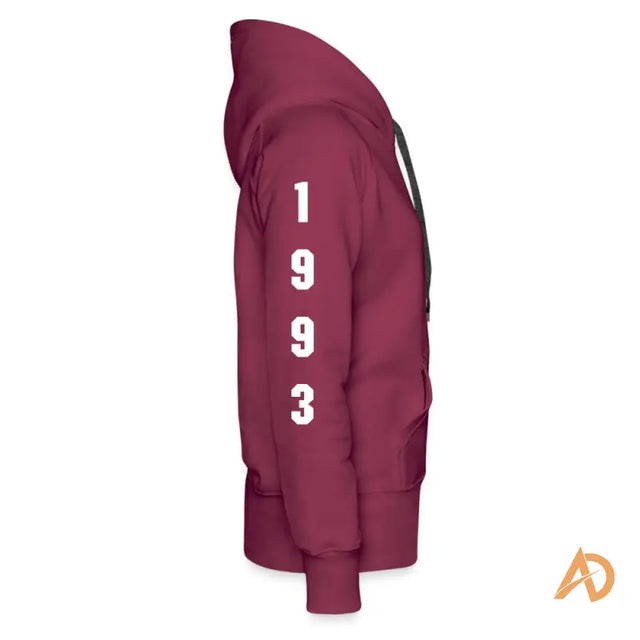 Maroon Empowerment Hoodie by Hustle Culture featuring the number 9 in an exclusive offering