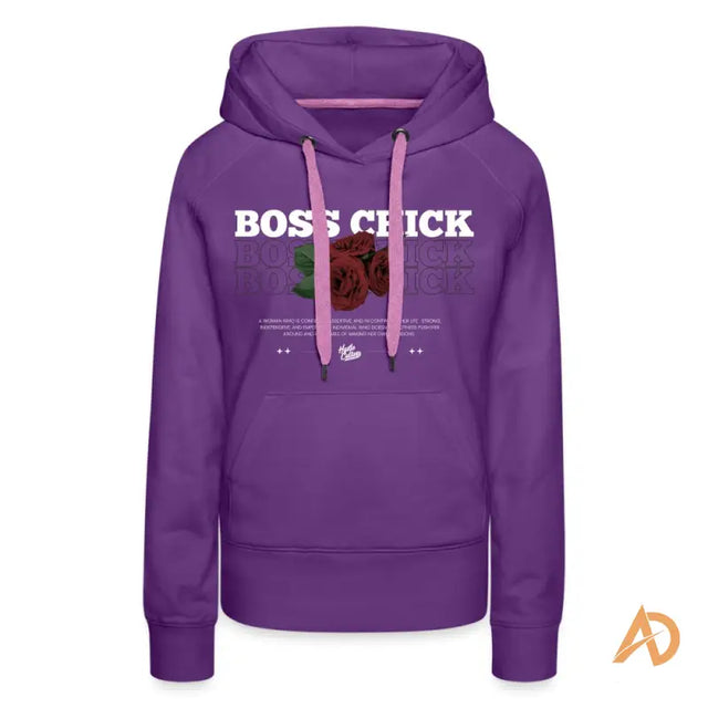 Purple Empowerment Hoodie by Hustle Culture featuring bold Bos Kick design